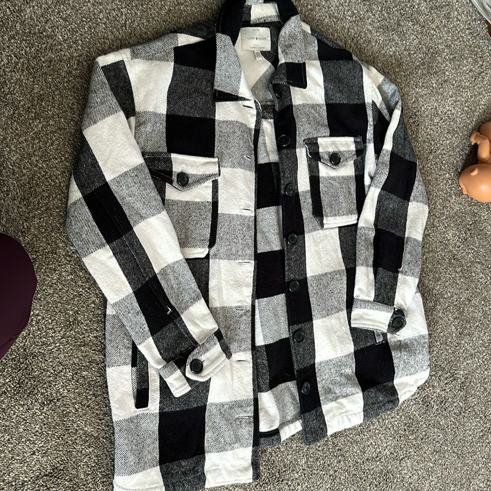 Lucky bran black and white flannel jacket